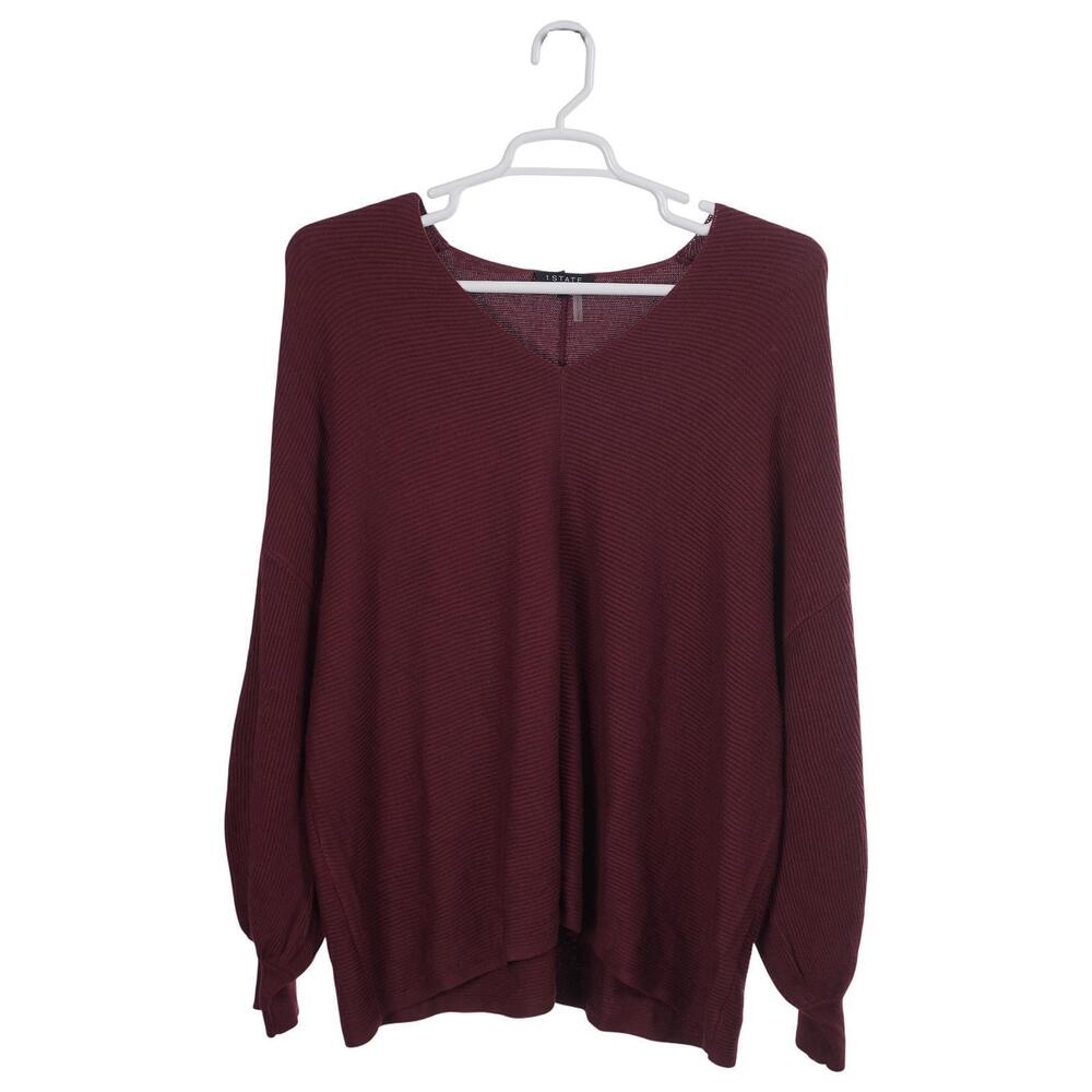NWT 1. STATE Sweater 3X Burgundy Red Cotton Blend V-Neck Long Sleeve Casual